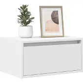 vidaXL Table de chevet murale avec lumières LED blanc