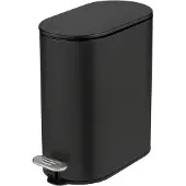 Wenko Poubelle cosmétique Mod Collungo Poubelle à pédale 5 l Système de fermeture automatique silencieux Métal Acier pour salle de bains Noir 14 x 28,5 x 29,5 cm Mat Avec récipient intérieur