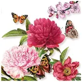 Ambiente 20 SERVIETTES PAPIER PIVOINE PEONIE 33CM BLANC