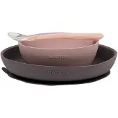 Nattou Set Repas En Silicone Rose/Gris -