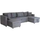 Happy Garden Canapé panoramique convertible SCOTT 4 places gris chiné
