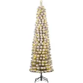 Black Box Trees Charlton Narrow Artificial Christmas Tree with Warm White LED Lights - H215 x Ø56 cm - Green Frosted