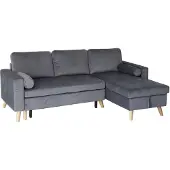 Happy Garden Canapé d'angle convertible JAMES 3 places en velours gris