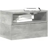 vidaXL Table de chevet murale gris béton 45x26x28,5 cm