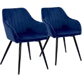Happy Garden Lot de 2 chaises en velours BERTILLE bleues