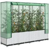 vidaXL Lit surélevé avec serre aspect rotin 160x40x138 cm