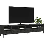 vidaXL Armoire TV noire 202x39x43,5 cm Acier laminé à froid