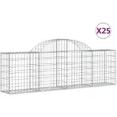 vidaXL Gabions avec arc surélevé 25 pcs. 200x30x60/80 cm Fer galvanisé