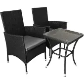 Monster Jardí Rattan Bistro Set Noir