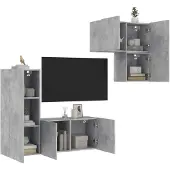 vidaXL meuble-paroi 4 pièces gris béton Matériau dérivé du bois