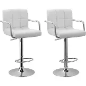 Happy Garden Lot de 2 tabourets de bar blanc avec accoudoirs MIKE