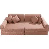 Meowbaby Sofa Pour Enfants, Canapé, Aesthetic, Côtelé, Rose Poudré