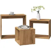 vidaXL Tables gigognes 3 pcs chêne artisanal bois d'ingénierie