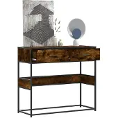 vidaXL Table console chêne fumé 90x35x80 cm bois d'ingénierie