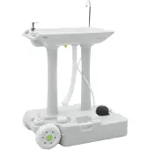 vidaXL Stand de lavage des mains de camping avec roues Gris 72 x 42 x 103 cm