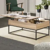 IDMarket Table Basse Plateau Relevable Detroit Design Industriel