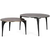 GINER Y COLOMER Lot de 2 tables basses Alhambra en métal, 45 cm x 82 cm x 82 cm / 37 cm x 64 cm x 64 cm