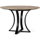 GINER Y COLOMER Table à manger Vionette en métal et marbre travertin, 75 cm x 120 cm x 120 cm,