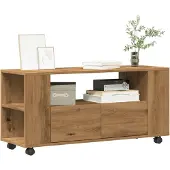 vidaXL Armoire TV avec roulettes Chêne Artisan 102x34,5x43cm Bois composite
