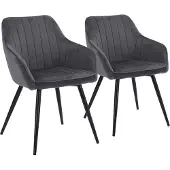 Happy Garden Lot de 2 chaises en velours BERTILLE grises