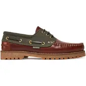 Barbour pour homme. MFO0795 Bateau de pont Nautic en cuir marron, vert (43), Plat, Lacets, Casuel