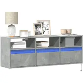 vidaXL Armoire TV murale avec éclairage LED gris béton 130x31x45 cm