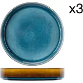 Cosy & Trendy Lot De 3 Assiettes Creuses En Porcelaine, Bleu, D23 Cm