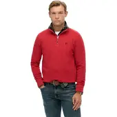 Superdry pour homme. M2014381A Sweat à demi-zip Preppy rouge (S), Casuel, Coton