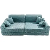 Meowbaby Sofa Pour Enfants, Canapé, Aesthetic, Côtelé, Turquoise