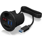 Icy Box RaidSonic Hub de bureau, 2x USB-A 3.0, 1x USB-C, SD/microSD, noir, 1 pièce.