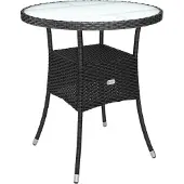 Casaria Table en résine tressée noir Ø60cm ronde pour jardin et balcon