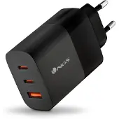 NGS Bud USB Charger 65W GaN 3 Ports Universal Quick Charge Black AC