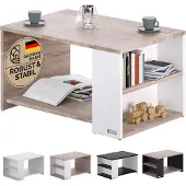 Casaria Table basse Santa Cruz blanc/chêne 90x60x50cm