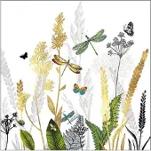 Ambiente 20 SERVIETTES PAPIER FLEURS LIBELLULES 33CM BLANC