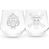 Abystyle Lot de verres Anime de - Ruffy & Ace - pour Indifférent - transparent - Taille Standard