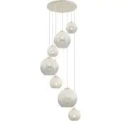 QAZQA Suspension Art Déco beige avec verre blanc 7 lumières - Sandra
