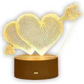 Extralink Home, lampe de chevet Pierced Hearts, illusion d'optique 3D pour la chambre à coucher, USB