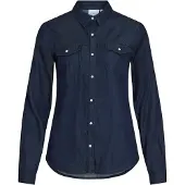 Vila Bista Denim Long Sleeve Shirt Bleu S Femme
