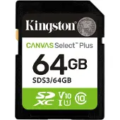 Kingston Technology 64 Go SDXC Canvas Select Plus Gen3 100 Mo/s C10 UHS-I U1 V10