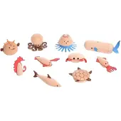 TickiT Bois Animaux de mer Figurines de jeu - Set de 10 - Jouets durables