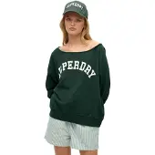 Superdry pour femme. W2012424A Sweatshirt Athletic Essential Bardot vert (L), Casuel, Coton