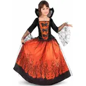 MOM Vampiress Girl Costume Orange 7-9 Years Enfants