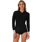 Ocean & Earth Hi Cut 2 Mm Woman Long Sleeve Front Zip Shorty Noir 6 Femme