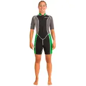Abysstar Surf 2.5 Mm Woman Short Sleeve Front Zip Shorty Gris XS Femme