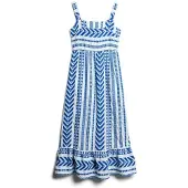 Superdry Statement Tiered Sleeveless Long Dress Bleu S Femme