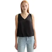 Scotch & Soda Ruffle Sleeveless V Neck T-shirt Noir 40 Femme