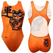 Turbo Wave Lucky Cat Swimsuit Orange 5XL Femme