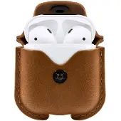 TwelveSouth AirPods 1 / 2 Housse en cuir véritable AirSnap by - Marron clair