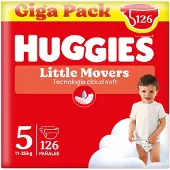 Huggies Couches pour bébés Little Movers, Taille 5 (11 à 25 kg), 126 couches avec motifs Disney, Giga pack