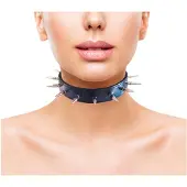 Rouge - collier tour de cou cuir véritable clouté - noir